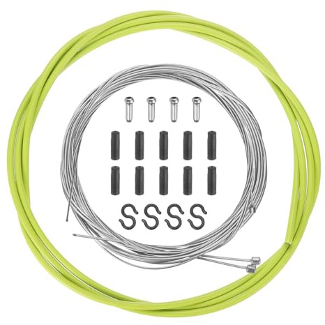 sourcing map Bicycle Shift Cable Housing Set Universal Bicycle Brake Gear Shifter Transmission Cable Cycling Shift Wire Housing Replacement Kit for Road Mountain Bicycle Cycling, Green