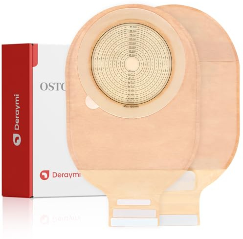 20 PCS Colostomy Bags with Extra Large Skin Barrier, 15mm-105mm Ostomy Supplies, One-Piece Drainable Large Ostomy Bags for Ileostomy Stoma Care, Cut-to-Fit