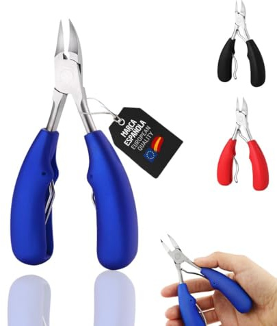 Tirimbeles® Corta Uñas Adulto para Pies y Manos | Alicate Uñas Acero Inoxidable | Cortauñas Profesional Uñas Gruesas y Encarnadas | Mango Antideslizante | Uso Cómodo y Seguro Sin Cortes (Azul)