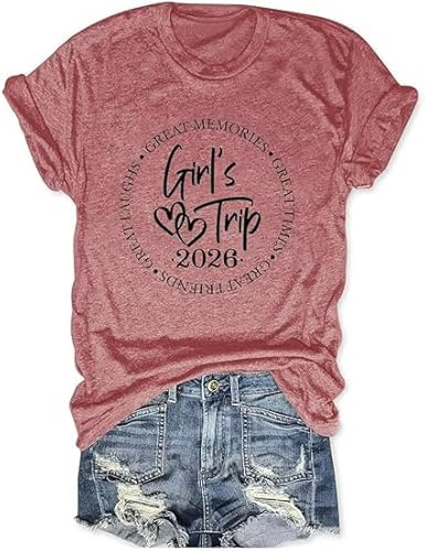 Girls Trip T Shirts Women Girls Trip 2026 Shirts Funny Vacation Graphic Tee Short Sleeve Weekend Holiday Tops