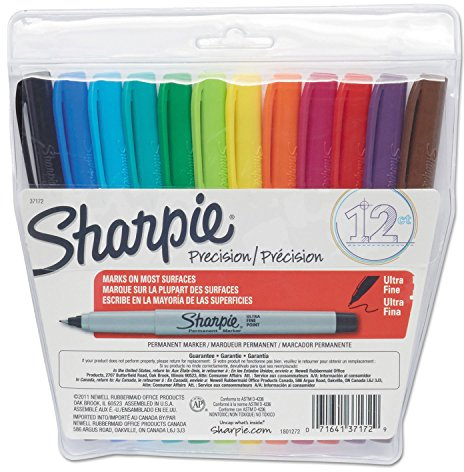 Permanent Marker, Ultra Fine Tip, Assorted, Blister of 12