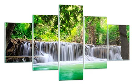 ARTTOR Vidrios decorativos Agua parque naturaleza paisaje Cuadro Sobre Vidrio Moderno 125x70cm Decoracion Salon Cuadros Pared Impresiones Tríptico Impresión en Cristal Wall Art Prints GEA125x70-2502
