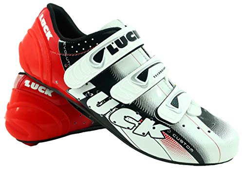 LUCK Scarpe da Ciclismo Evo, da Strada, con Suola in Carbonio, Molto rigide e Leggere e Cinturino Triplo per Una vestibilità Perfetta. (41 EU)