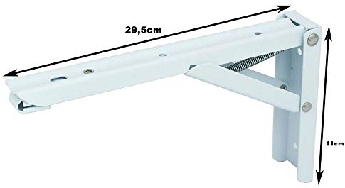 2x Stabile Klappscharniere Regalwinkel Klappwinkel - Edelstahl Winkel klappbar mit hoher Belastbarkeit in verschiedenen Größen (29,5 x 11 x 1 cm, Weiß)