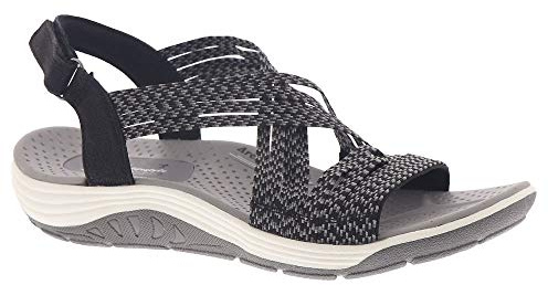 Skechers Reggae Cup-oh, Snap!, Sandali a Punta Aperta Donna, Nero Black Grey Gore Blk, 37 EU