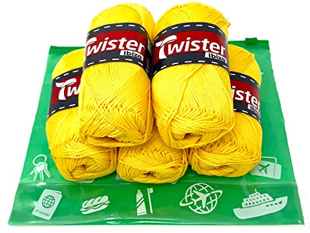 Handstrickgarn Häkelgarn Baumwollgarn Stricken Haekeln Basteln 5x50g Fb.25 gelb inkl.Zippbeutel