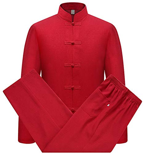Coton Lin Tai Chi Set pour Hommes - 2 pièces Chinois Traditionnel Costume Tang Arts Martiaux Vêtements Chemises + Pantalon