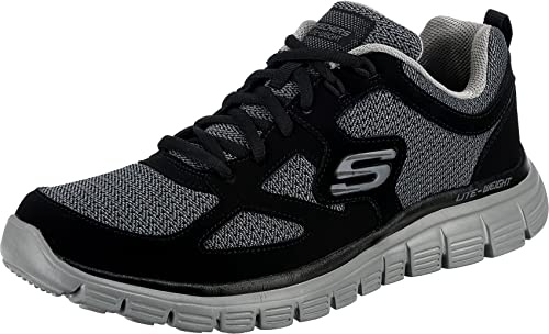 Skechers Men's Burns Agoura Trainers, Black Leather/Gray Mesh/Trim, 6 UK