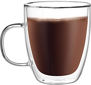 CNGLASS Doppelwandige Macchiato Gläser 500ml/17oz, Groß Isolierte Kaffeetassen Glas 1er Set, Klare Kaffeegläser Tassen mit Henkel für Kalte und Heiße Getränke