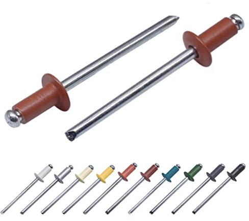 Marcopol 100 remaches pintados para ciegas de 3,2 x 8 mm, cabeza de cúpula, DIN 7337, remaches de aluminio y mandril de acero, 100, color marrón cobre RAL 8004