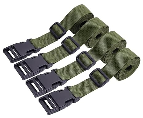 heedpeiur 4 Pack Luggage Straps Adjustable Luggage Nylon Webbing Straps with Quick Release Buckle, Packing Belt for Outdoor Travel, 2.5 * 150cm (Green)