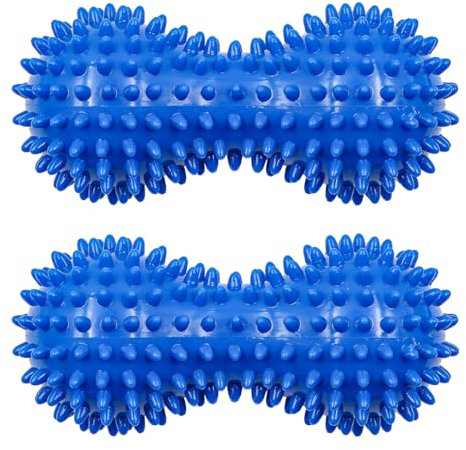 NUZAMAS 2 Stück Erdnuss-Massageball, Erdnuss-Massageball, Hand-Fuß-Massagegerät, Rollerball für Muskelentspannung, Yoga, Triggerpunkt-Therapie, Akupunktmassage, Blau