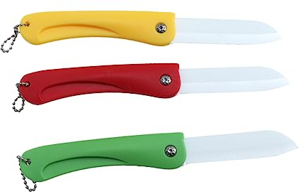BESTonZON Couteau Ceramique 3 Pièces Coupe-Fruits En Céramique Éplucheur En Céramique Couteau D'Office Pliable En Céramique Couteau En Céramique Éplucheur De Peau Céramique