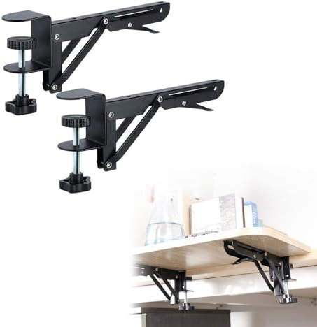 Rail de serrage pour clavier sous l'ensemble de bureau, Système de montage à pince en C, pince de plateau pour clavier d'ordinateur sans perforation pour la maison ou le bureau (plateau non inclus)