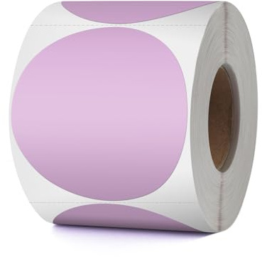 YIKIADA Etichette Termiche Rotonde Autoadesive 76 mm Vinile Viola Adesivi Colori Pois Rimovibili per Stampabili Indirizzi Impermeabili logo Codice a Barre QR inventario 500 pezzi per Rotolo