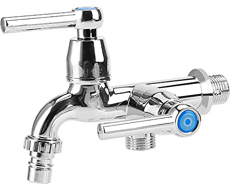 Grifo G1/2 montado en la pared, de agua fría, para cocina con doble caño y mango para suministros de baño (una palabra G 1/2 boca de máquina)