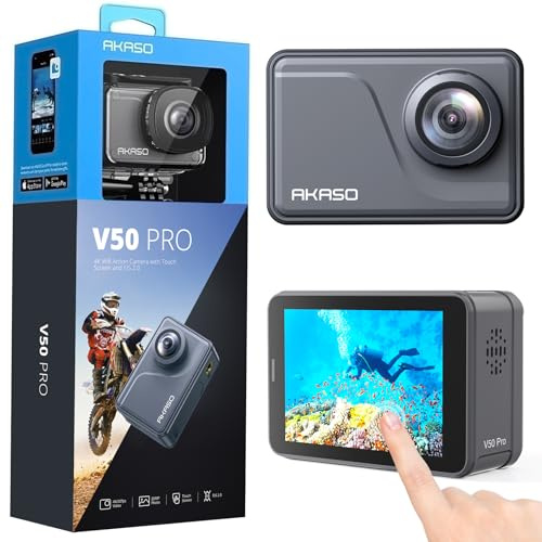 AKASO V50 Pro sportkamera 4K 30 fps 20 MP wifi - 4k vattentät Ultra HD EIS-stabilisator med fjärrkontroll, justerbar vidvinkelpekskärm - 40 m undervattenssportkamera och tillbehörssats