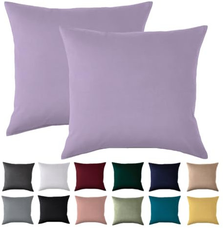 Kissenbezug 80x80 2er Set - Kopfkissenbezug 80 x 80 cm Lavendel Für Kissen 100% Mikrofaser Kissenhülle Bügelfrei & Knitterfrei mit Reißverschluss