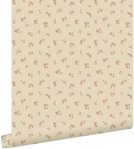ESTAhome tapet vintage blommor beige 53 cm x 10.05 m