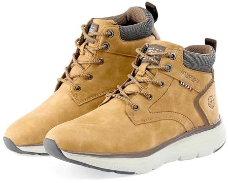 LEOSS ORIGINAL Zapatillas deportivas para hombre de caña alta, ligeras, para caminar, zapatillas altas para hombre, camel, 41 EU