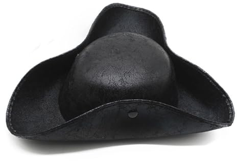 Cazqgoy Chapeau de capitaine de pirate, chapeau tricorn, chapeau de pirate en similicuir pour fête à thème pirate, cosplay, carnaval (noir)