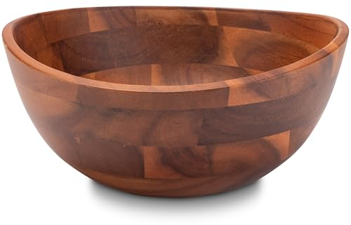 Decorasian Holzschale – edle Akazienholz Schale – Ideal als Salatschüssel aus Holz, Obstschale oder Brotschale – Nachhaltige Holz Schüssel - braun 17.8cm