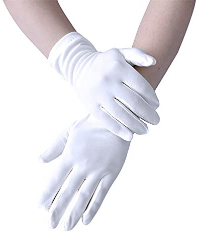 Partnerhandschuh Farbe zeremonielle Mode Stretch kurzes Tanzzubehör Schützenfest Zubehör (White, One Size)