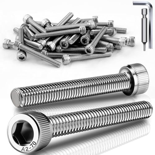 TXXATX 25 Piezas Tornillo Cilíndrico M6x40 mm Tornillos Cabeza Hexagonal DIN 912 de Acero Inoxidable A2 V2A Tornillos de Cabeza Allen Rosca Completa Para Reparación de Maquinaria de Muebles