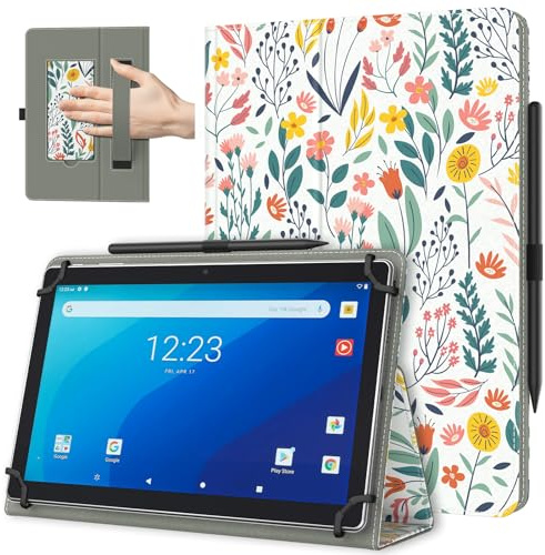TiMOVO Universal Case for 10.1 Inch Android Tablet, Flowers