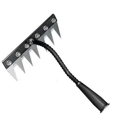 5/6/7/8 Zinken, abnehmbarer Mehrzweck-Gartenrechen, robuster Manganstahl, Unkraut- und Entdeckungsrechen für Gartenarbeit, Unkrautbekämpfung, Rasenpflege, Bodendrehen und Schmutzreinigung (7 Zähne)