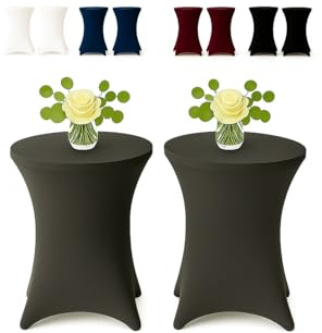 EXKLUSIV HEIMTEXTIL Stehtischhusse für Bistrotisch mit 4 verstärkten Fußlaschen elastisch Stretch Oeko-TEX Zertifiziert Ø 80-85x110-120 cm Anthrazit (2 Stück)