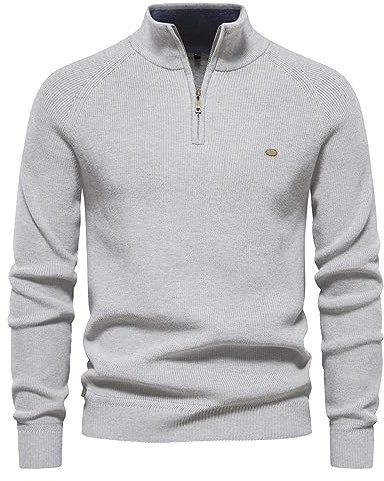 Maglia Uomo Collo Alto Termica Maglione da Uomo Zip 1/4 Caldo Maniche Lunghe Giacca Pullover in Maglia Tinta Unita Morbido Taglie Forti Maglioni Uomo Invernali Maglione Cotone Uomo Golfino