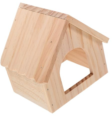 FONDOTIN Cachette en Bois pour Hamster Et Cobaye, Maisonnette Naturelle, Petite Cabane Solide en Bois, Habitat Sécurisé pour Petits Animaux, Accessoire pour Cage De Rongeurs
