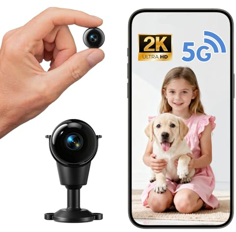 JOYTOUR Mini Telecamera Interno 5GHz WiFi con Cloud Gratis, 2K HD Micro Telecamera Wireless Senza WiFi Necessaria, Rilevamento Del Movimento a Doppio Schermo & Visione Notturna