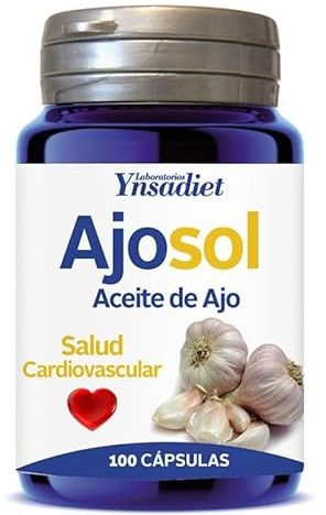 Pack 3 Ajosol Ynsadiet, aceite macerado de ajo 300 mg por cápsula, 300 cápsulas blandas en total, suplemento para rutina diaria con Allium sativum y aceite de canola