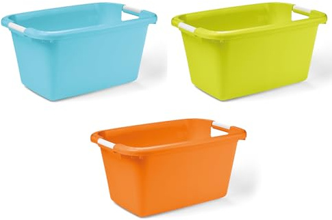 Blim Bacinella Bagno Rettangolare in Polietilene Alta Resistenza, Catino Flessibile Salvaspazio per Bucato e Pulizie, Made in Italy, BPA Free, Infrangibile, per Bagno, Lavanderia e Cucina