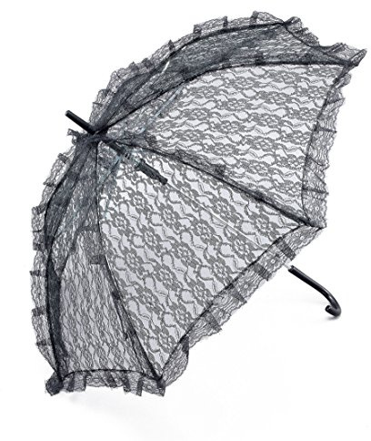 Bristol Novelty BA912 Parasol Black Lace, Womens, One Size
