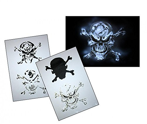 UMR-Design AS-063 piratskalle airbrush schablonmall steg för steg storlek M