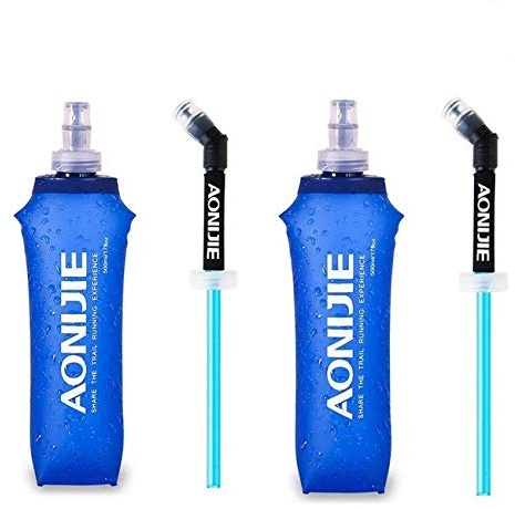 AONIJIE Confezione da 2 bottiglie d'acqua in TPU morbido e idratante, senza BPA, pieghevole, utilizzabile in gilet per maratona, corsa, escursionismo, ciclismo (500 ml/2 x 17,28,3 g)
