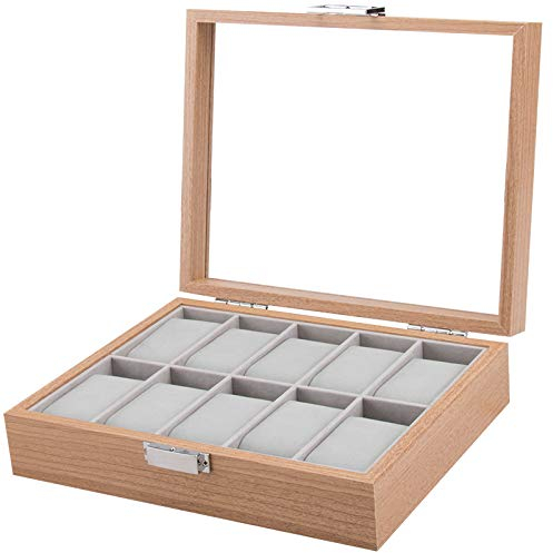 mixed24 Holz Uhrenkoffer für 10 Uhren Uhrenpräsentation Uhrenaufbewahrung Uhrenbox Armbanduhren Präsentation