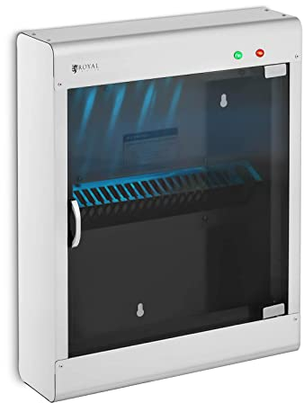 Royal Catering Esterilizador UV Para Cuchillos RC-KSSS501 (Para 20 cuchillos, Carcasa de acero inoxidable y puerta de vidrio acrílico, Temporizador 60 min)