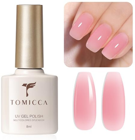 TOMICCA Translucent Jelly Pink Gel Nail Polish - UV LED Soak-Off Varnish for Professional Manicure and DIY - 8ml
