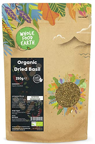 Whole Food Earth® - Organic Dried Basil 250 g | GMO Free | Certified Organic