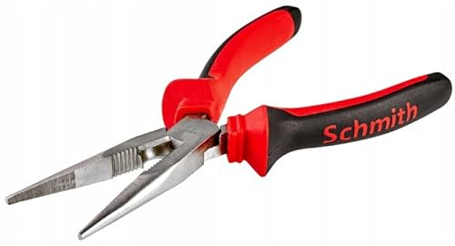 SCHMITH Spitzzange Gerade Profi Telefonzange Lang mit Soft Touch 2-Komponenten Griff 160mm Abrutschschutz gehärtet für professionellen Einsatz
