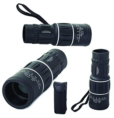 PARENCE - 16 X 52 monokulär kikare med nattfunktion - Bärväska och rengöringsverktyg - Skärmad lins - Idealisk för camping, fiske, observation, konsert, skjutbana