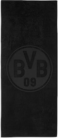 Borussia Dortmund BVB Badtuch - 180x70 cm - schwarz - 100% Baumwolle - BVB Emblem