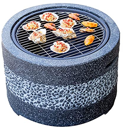 Pozo de Fuego al Aire Libre 55,5 cm/21,9 Kit de Parrilla de Barbacoa de jardín, Patio Trasero, Chimenea de jardín, Camping, tazón de Fuego de leña al Aire Libre