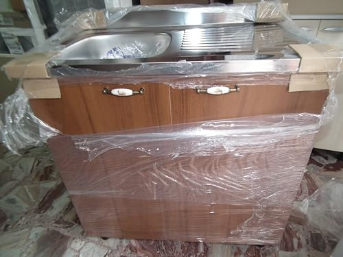 mobile cucina sottolavello con lavello vari colori cm 80x50 1 vasca sx inox (cassa noce ante noce)