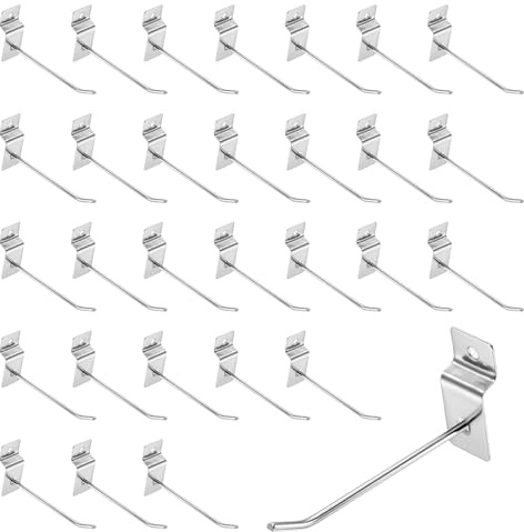 QUARKZMAN 100pcs Ganchos para Panel Ranurado Accesorios de Metal para Panel Ranurado de 4/100mm Ganchos para Panel de Rejilla de Exhibición Comercial Garaje Supermercado (Plata)