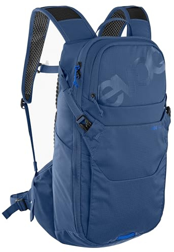 EVOC RIDE 12 protector bike backpack, trekking backpack (clever pocket management, backpack with back padding, 2l hydration bladder), denim